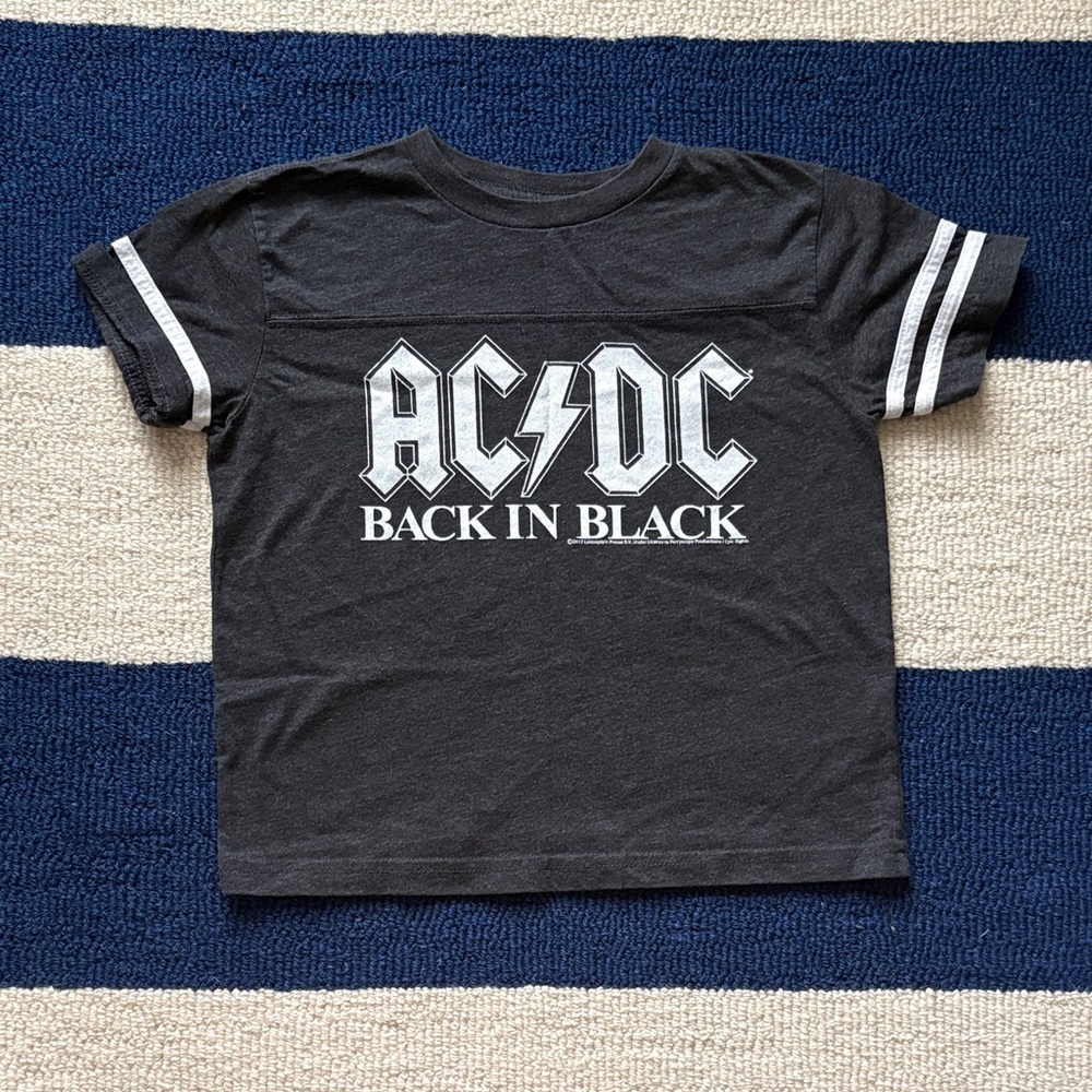 AC/DC Charcoal Kids Tee with White Stripes